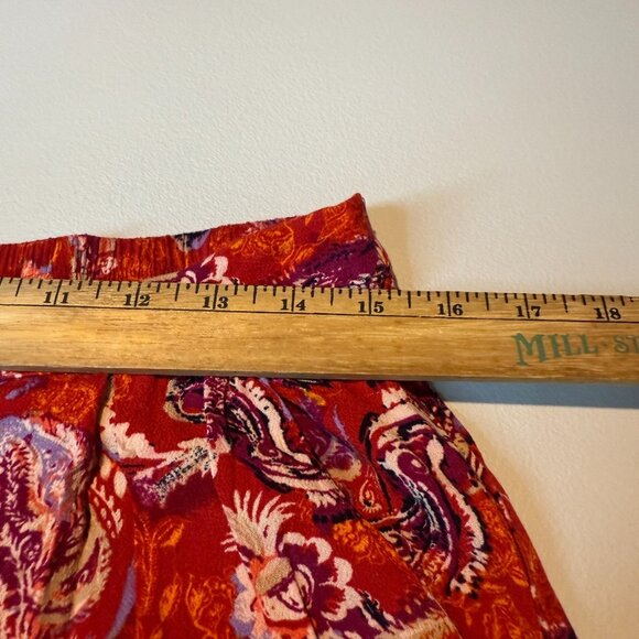 Intimately Free People Women L Floral Wide Leg Pants Red Flowy Pull On Bohemian - Picture 7 of 11